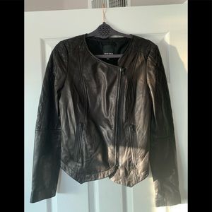 Trouve Leather Quilted Moto Jacket